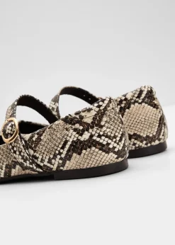 bonprix Ballerines à bride, look animalier|Femme Chaussures D'Été