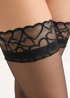 bonprix Bas auto-agrippants avec dentelle 20den|Femme Chaussettes & Collants