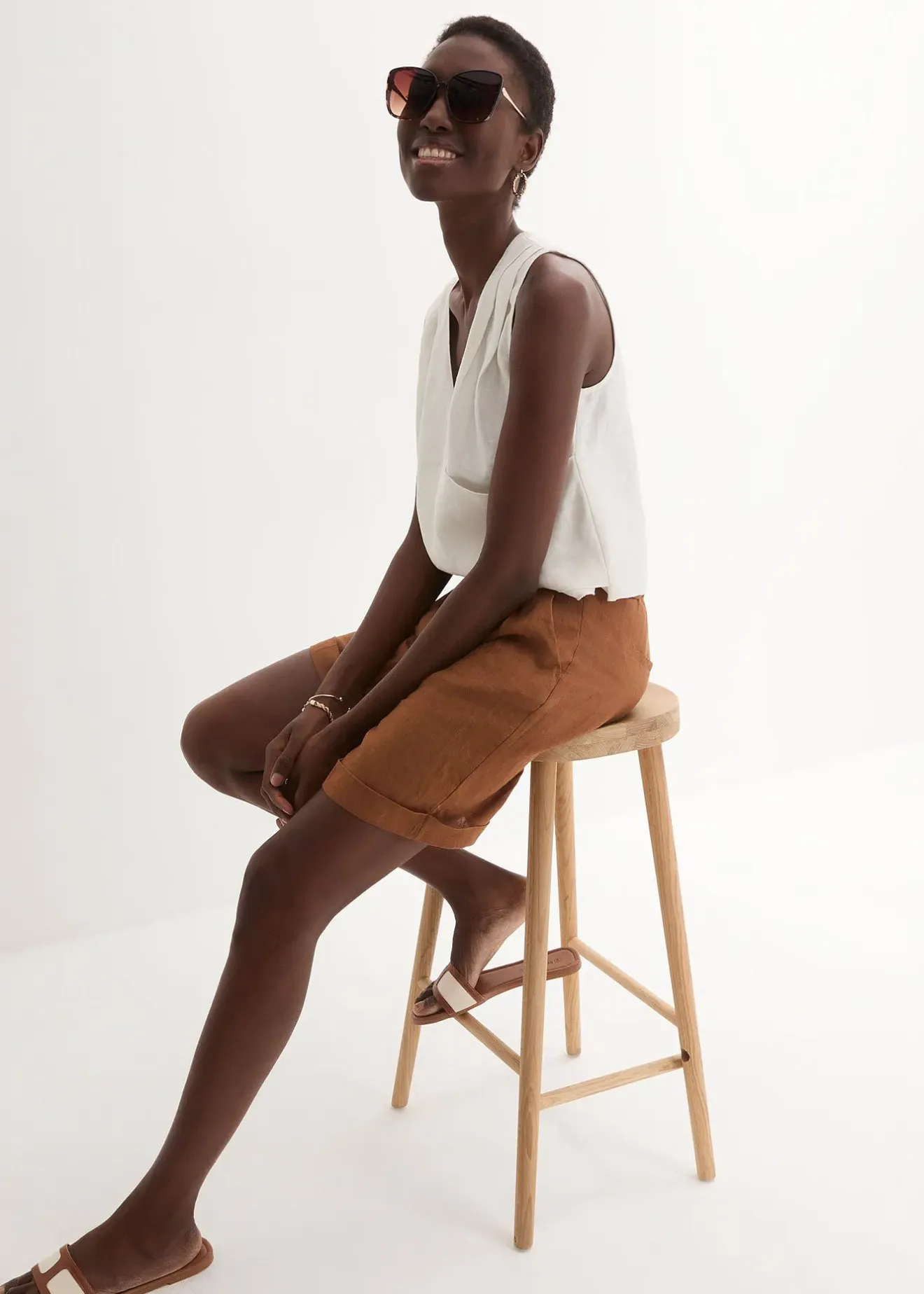 Femme bonprix Premium|Shorts|Bermuda 100 % lin