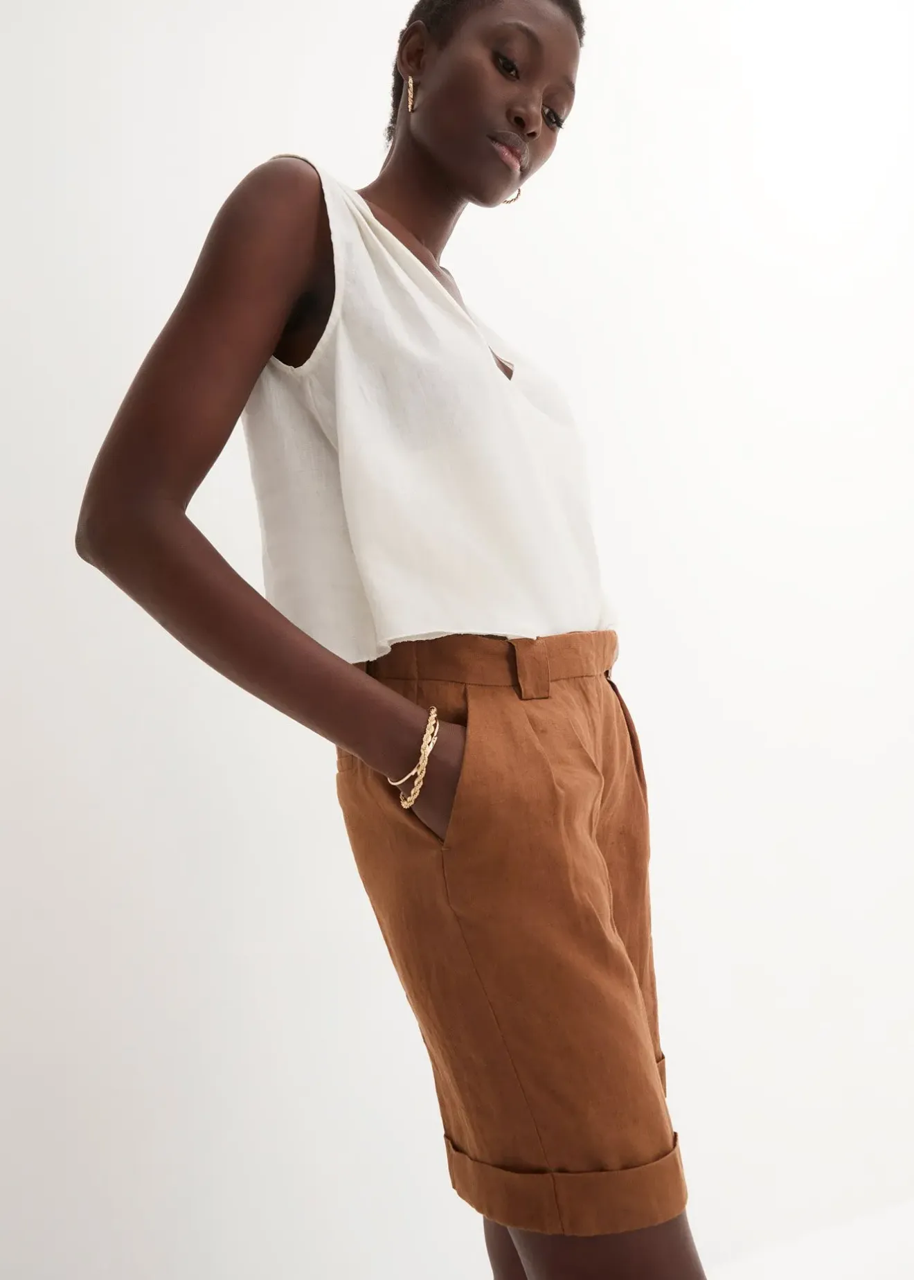 Femme bonprix Premium|Shorts|Bermuda 100 % lin