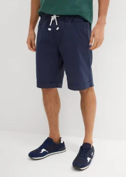 Homme bonprix Shorts|Pantalons|Bermuda à taille élastiquée en lin mélangé, Regular