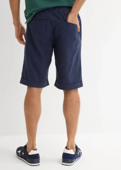 Homme bonprix Shorts|Pantalons|Bermuda à taille élastiquée en lin mélangé, Regular