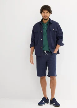 Homme bonprix Shorts|Pantalons|Bermuda à taille élastiquée en lin mélangé, Regular
