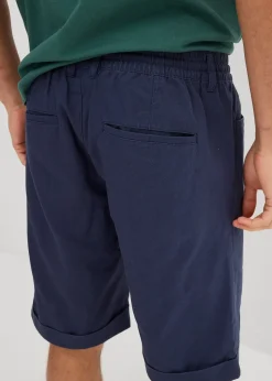 Homme bonprix Shorts|Pantalons|Bermuda à taille élastiquée en lin mélangé, Regular