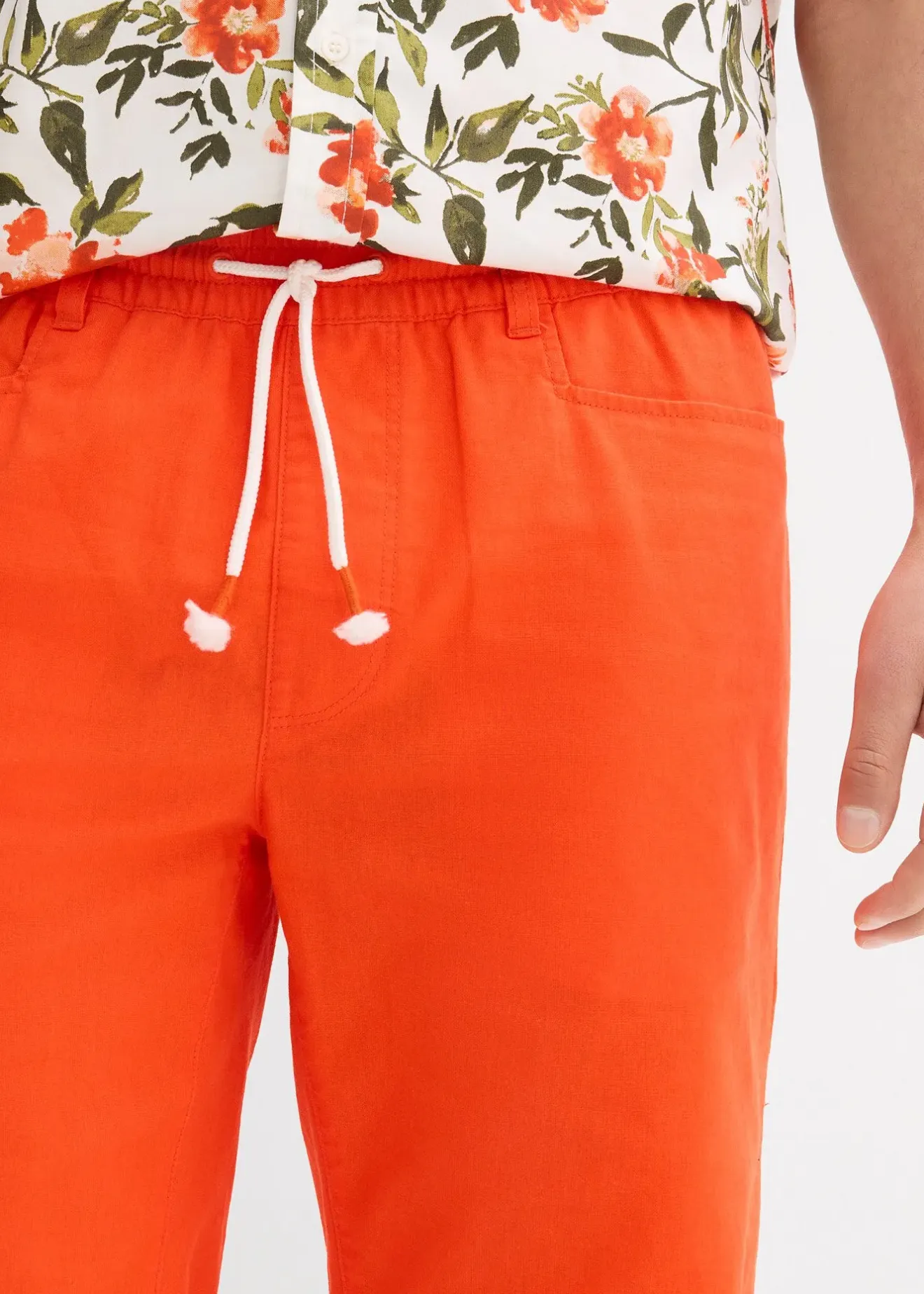 bonprix Bermuda à taille élastiquée en lin mélangé, Regular|Homme Shorts|Pantalons