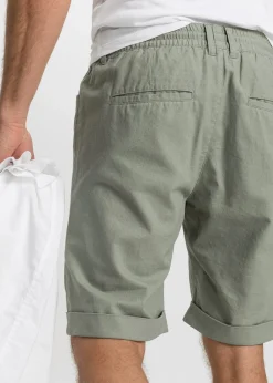 bonprix Bermuda à taille élastiquée en lin mélangé, Regular|Homme Shorts|Pantalons