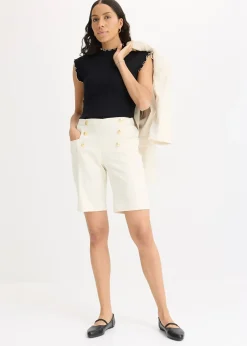 bonprix Bermuda avec boutons décoratifs|Femme Shorts|Pantalons