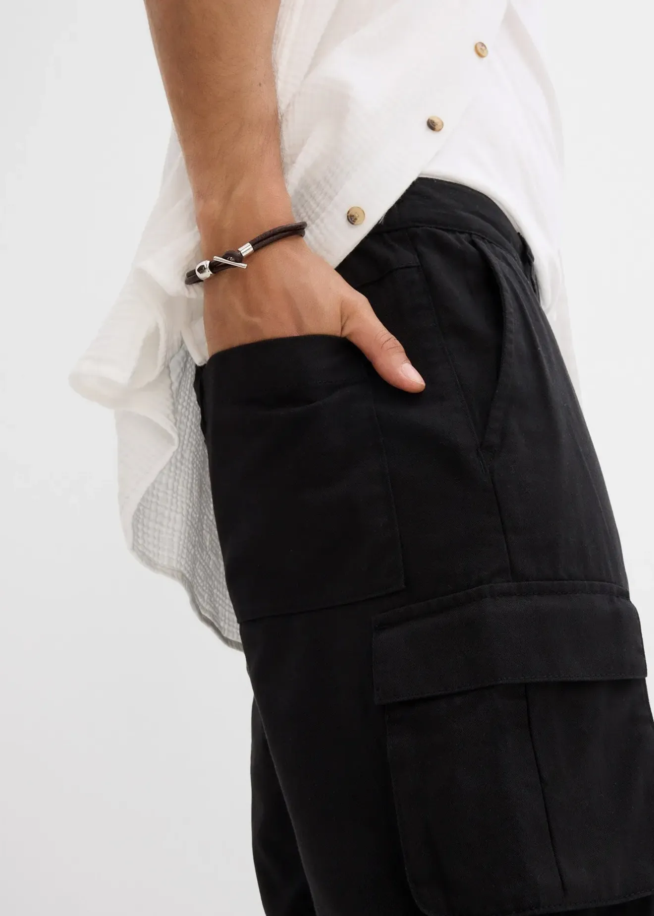 Homme bonprix Shorts|Pantalons|Bermuda cargo à taille élastiquée, regular