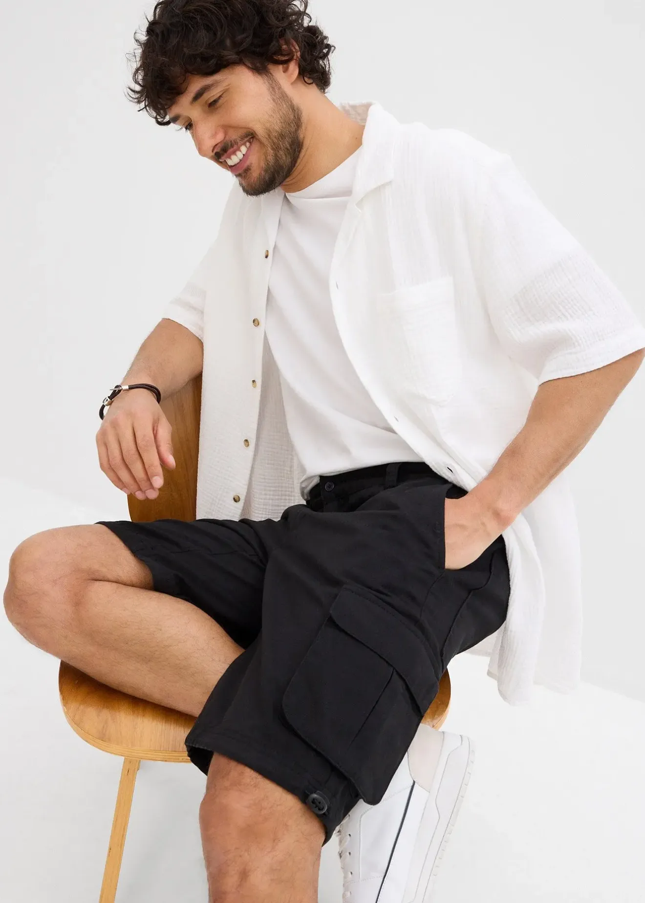 Homme bonprix Shorts|Pantalons|Bermuda cargo à taille élastiquée, regular