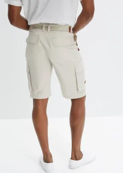 Homme bonprix Shorts|Pantalons|Bermuda cargo avec ceinture et taille élastiquée, Regular