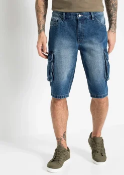 Homme bonprix Shorts|Jeans|Bermuda cargo long en jean, loose