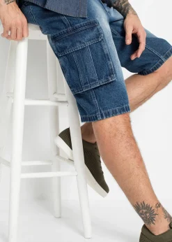 Homme bonprix Shorts|Jeans|Bermuda cargo long en jean, loose