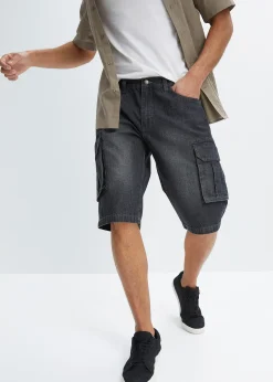 bonprix Bermuda cargo long en jean, loose|Homme Shorts|Jeans