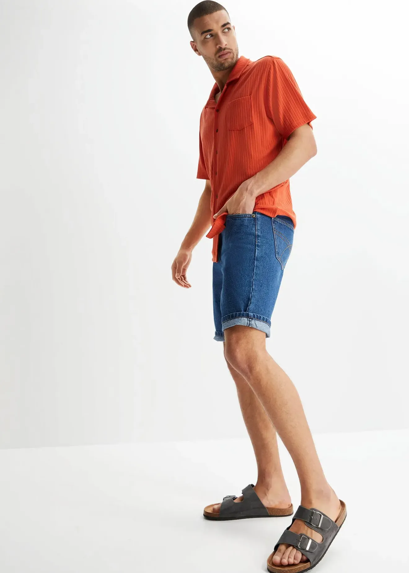 Homme bonprix Shorts|Jeans|Bermuda classique en jean avec taille élastiquée