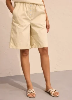 bonprix Bermuda effet paper touch en coton extensible|Femme Shorts|Pantalons