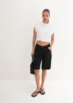 bonprix Bermuda en coton, longueur genou, détails utilitaires|Femme Shorts|Pantalons