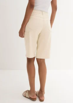 Femme bonprix Shorts|Pantalons|Bermuda en coton, longueur genou, détails utilitaires