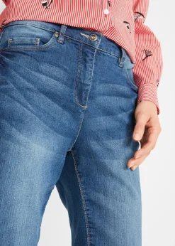 Femme bonprix Shorts|Jeans|Bermuda en jean à revers, taille mi-haute