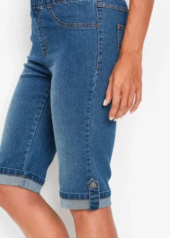 Femme bonprix Shorts|Jeans|Bermuda en jean avec taille entièrement élastiquée