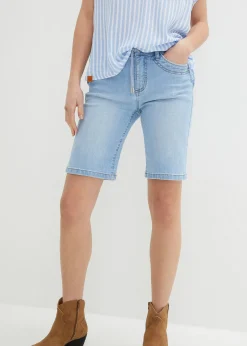 Femme bonprix Shorts|Jeans|Bermuda en jean, coupe slim, taille mi-haute