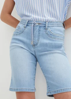 Femme bonprix Shorts|Jeans|Bermuda en jean, coupe slim, taille mi-haute