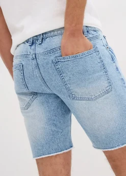 bonprix Bermuda en jean extensible à finitions effilochées, loose|Homme Shorts|Jeans