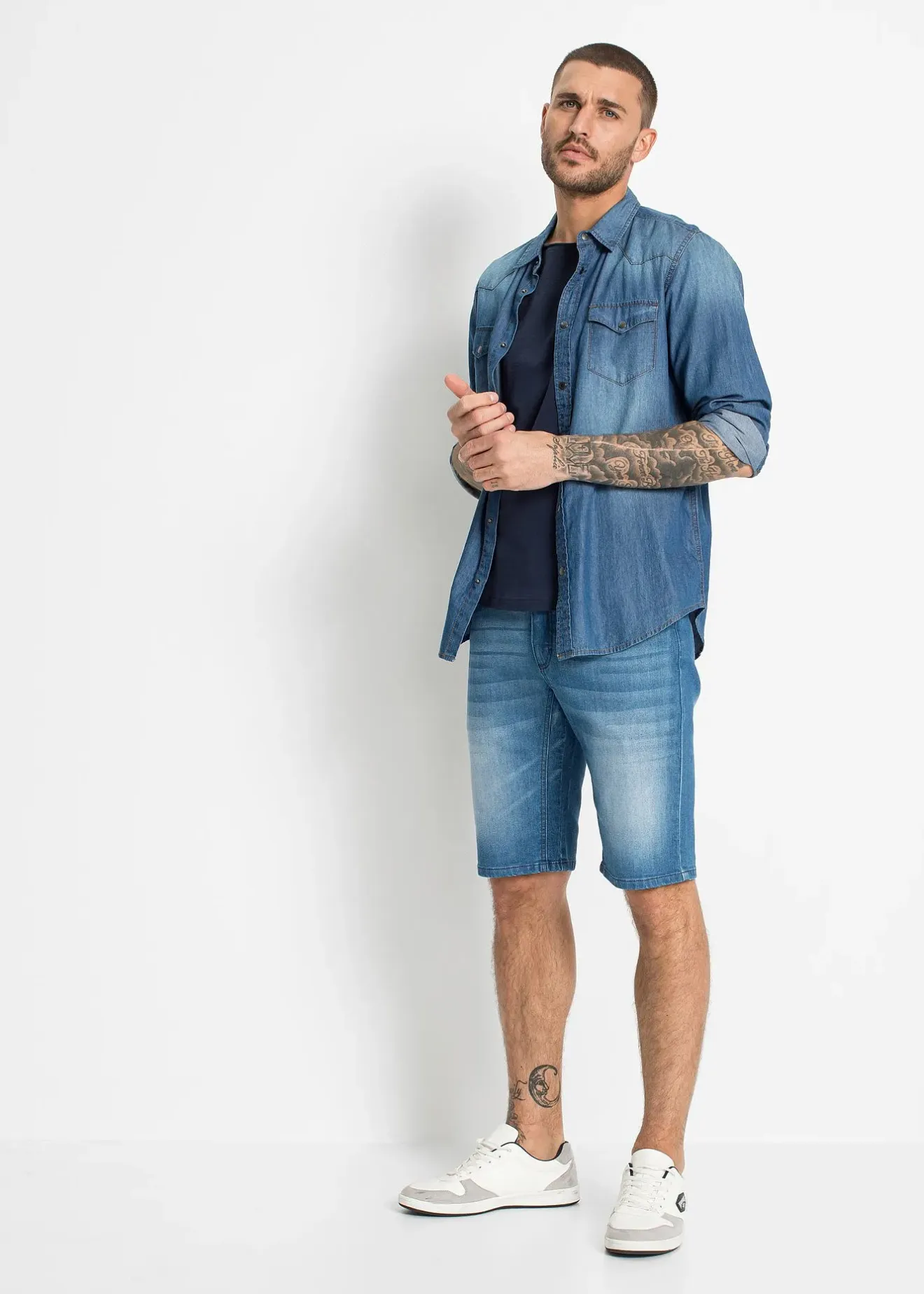 bonprix Bermuda en jean extensible avec entrejambe renforcé, regular|Homme Shorts|Jeans