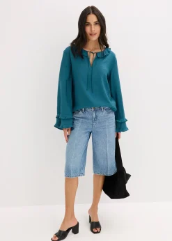 bonprix Bermuda en jean taille mi-haute, peu extensible|Femme Shorts|Jeans