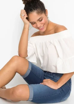 Femme bonprix Shorts|Jeans|Bermuda en jean, taille mi-haute