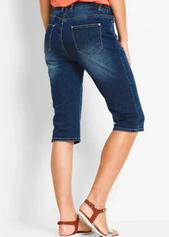 Femme bonprix Jeans|Shorts|Bermuda en jean, taille mi-haute élastiquée