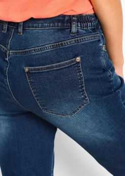 Femme bonprix Jeans|Shorts|Bermuda en jean, taille mi-haute élastiquée