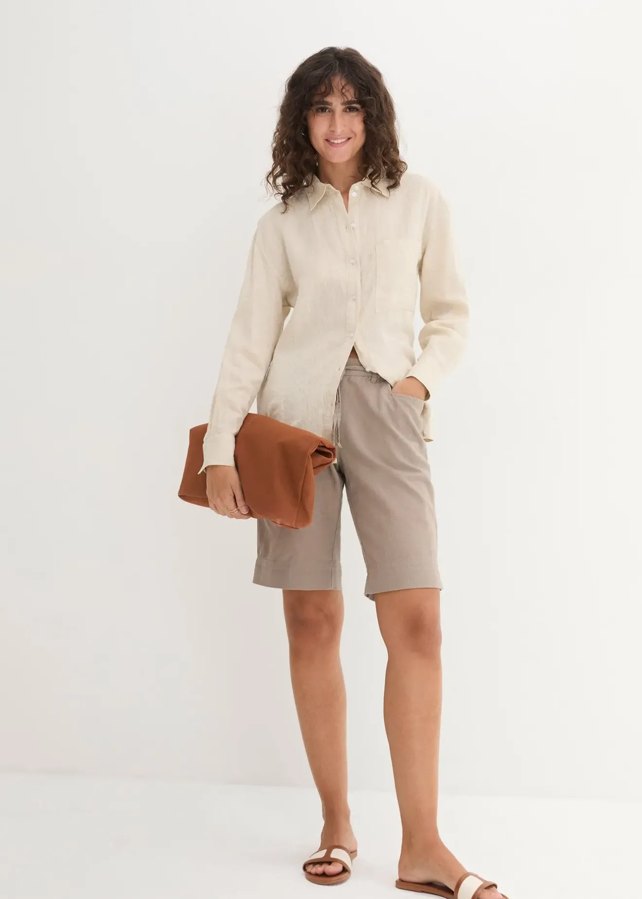 bonprix Bermuda en lin majoritaire|Femme Shorts|Pantalons