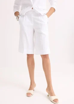 Femme bonprix Shorts|Pantalons|Bermuda en lin mélangé