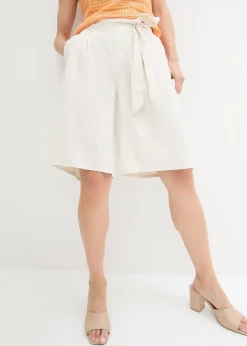 Femme bonprix Shorts|Pantalons|Bermuda en lin mélangé