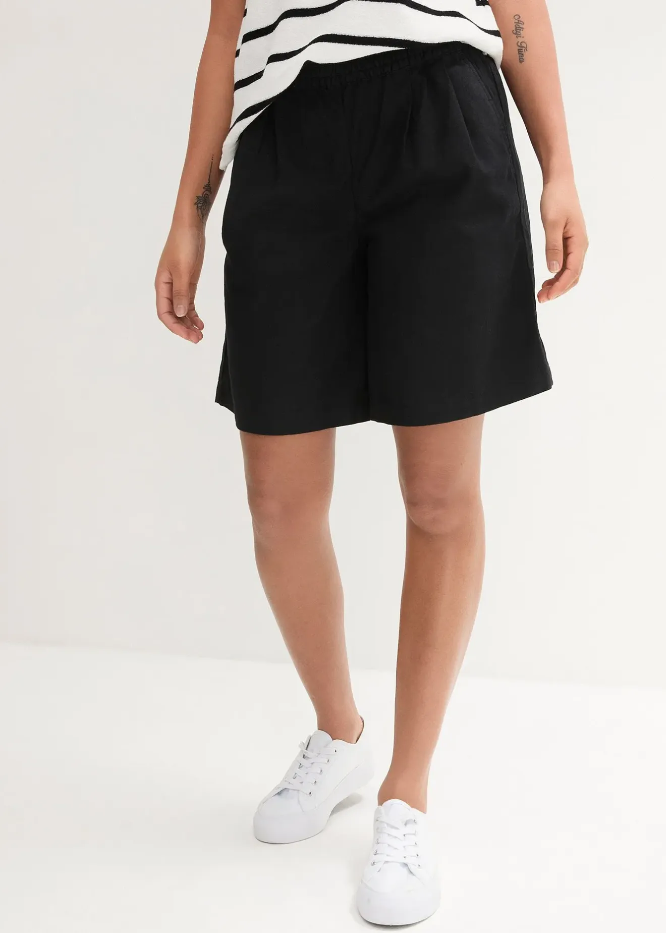Femme bonprix Shorts|Pantalons|Bermuda en mélange lin et coton