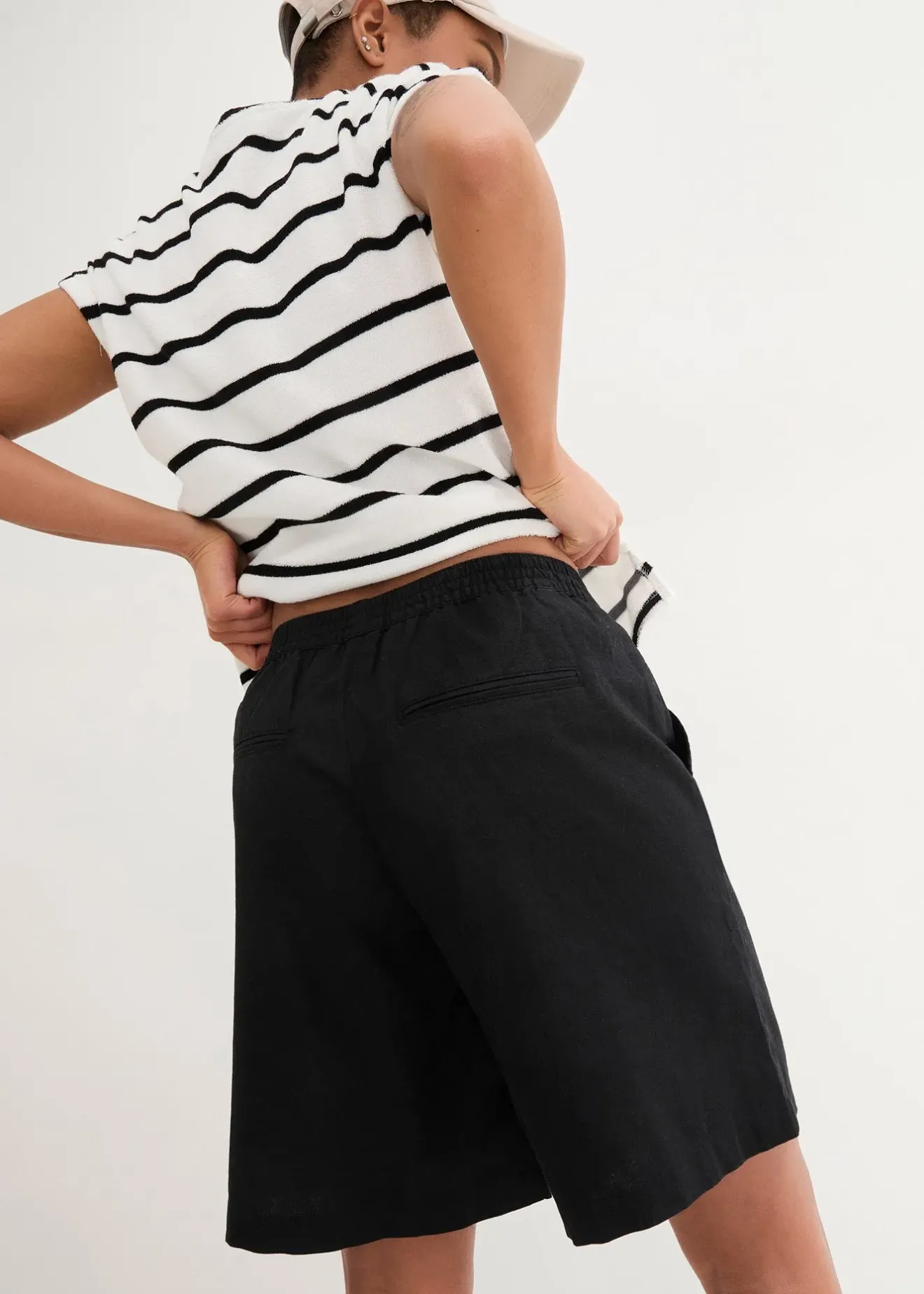 Femme bonprix Shorts|Pantalons|Bermuda en mélange lin et coton