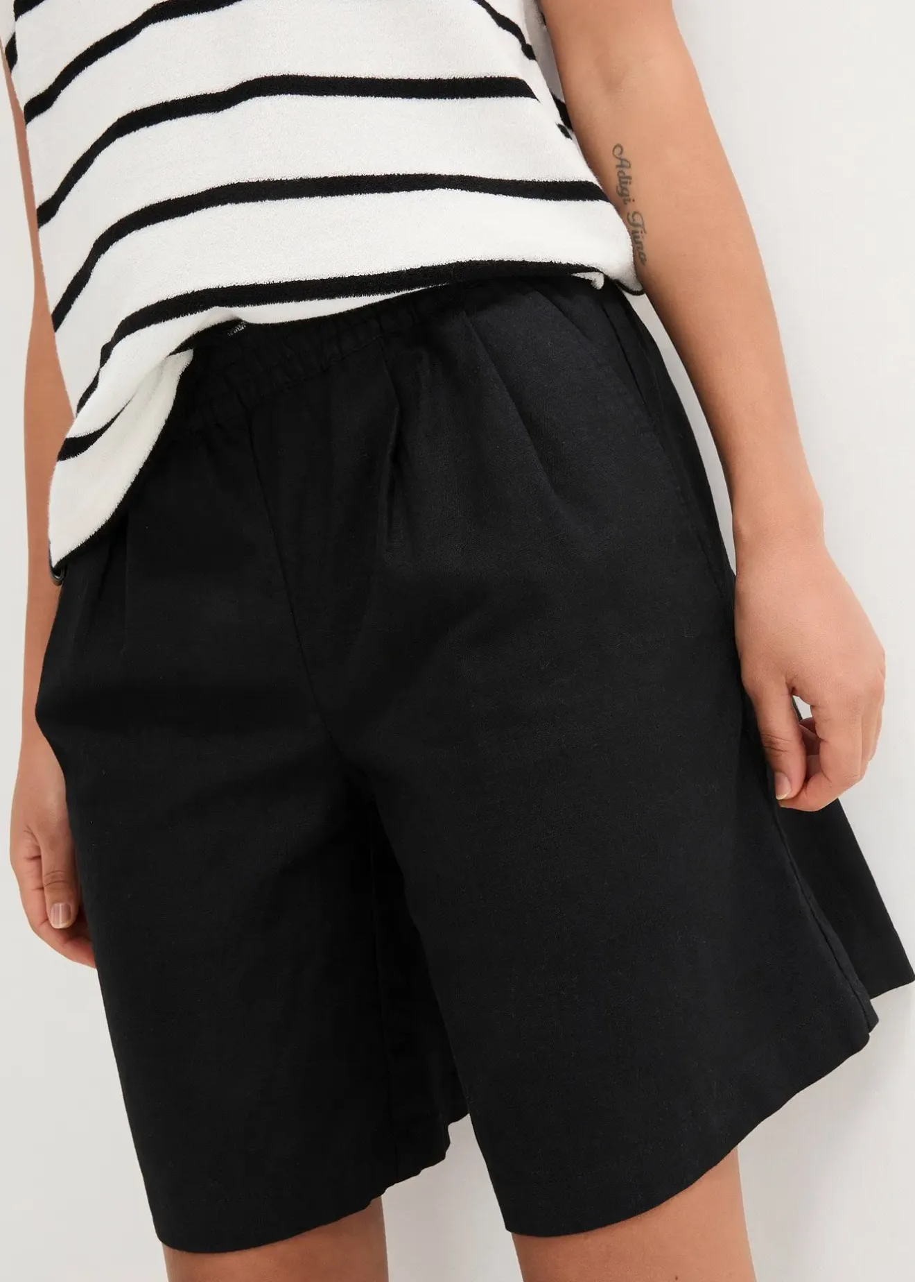 Femme bonprix Shorts|Pantalons|Bermuda en mélange lin et coton