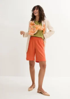 Femme bonprix Shorts|Pantalons|Bermuda en mélange lin et viscose