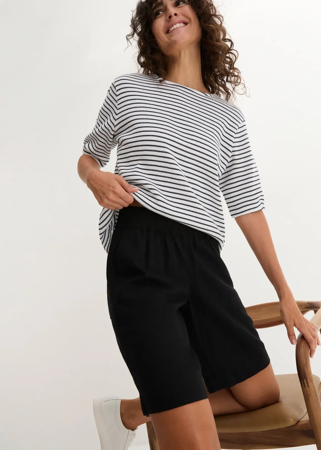 bonprix Bermuda en mélange lin et viscose|Femme Shorts|Pantalons