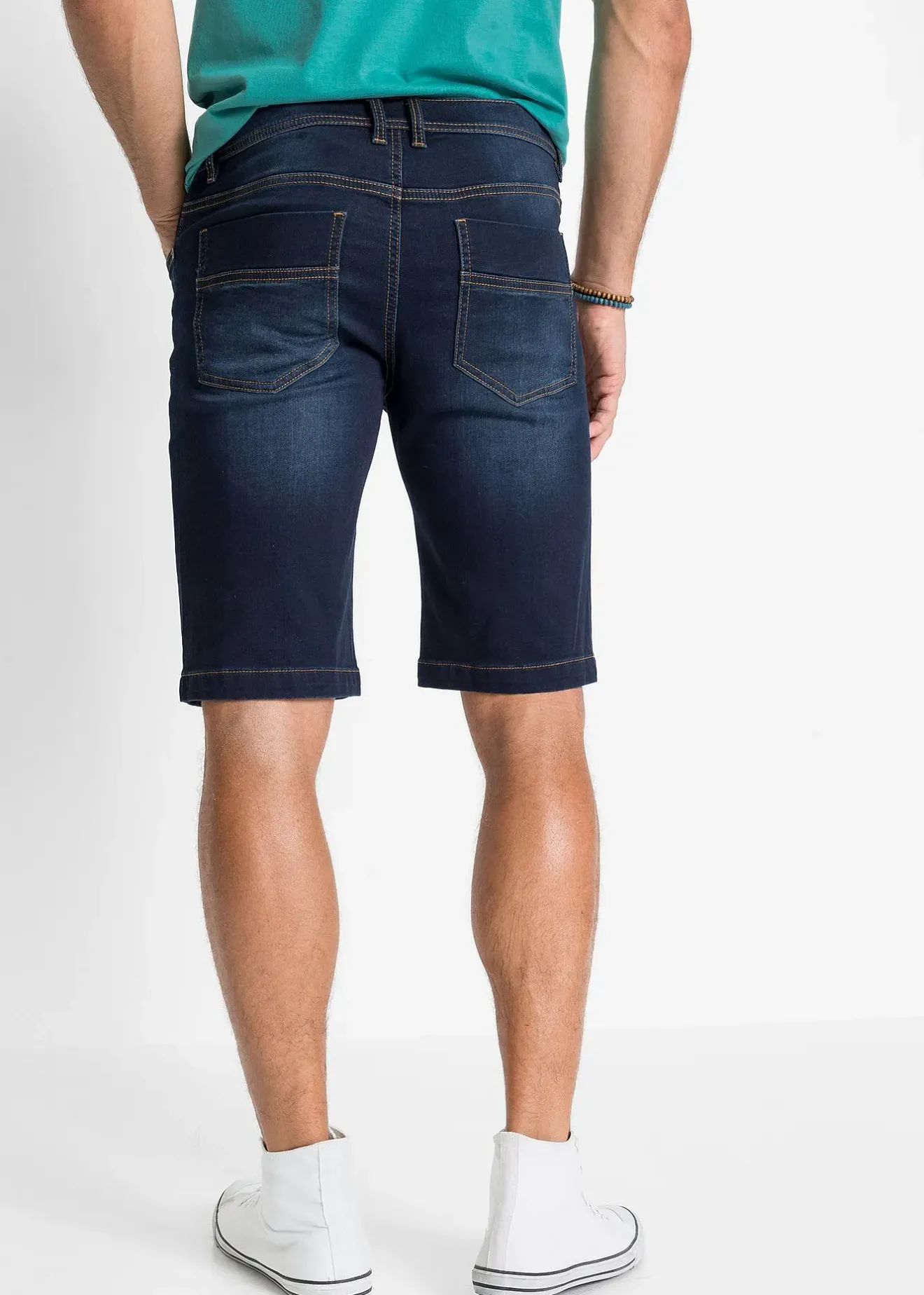 Homme bonprix Shorts|Jeans|Bermuda en sweat effet jean, coupe ventre confort, regular
