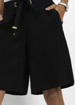 Femme bonprix Shorts|Pantalons|Bermuda en viscose avec ceinture à nouer
