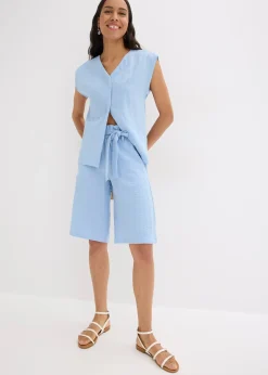 bonprix Bermuda fluide en viscose mélangée, taille élastiquée|Femme Shorts|Pantalons