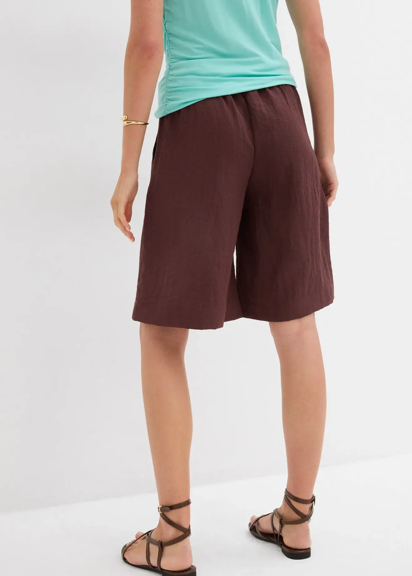Femme bonprix Shorts|Pantalons|Bermuda fluide en viscose mélangée