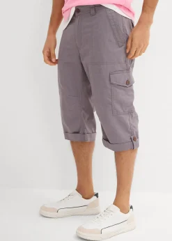 Homme bonprix Shorts|Pantalons|Bermuda long cargo en lin mélangé, regular