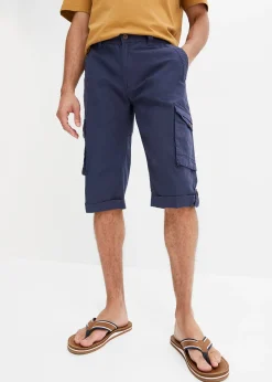 bonprix Bermuda long cargo en lin mélangé, regular|Homme Shorts|Pantalons