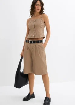 Femme bonprix Deux Pièces & Ensembles|Shorts|Bermuda long en toile de coton extensible