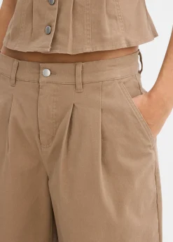 Femme bonprix Deux Pièces & Ensembles|Shorts|Bermuda long en toile de coton extensible