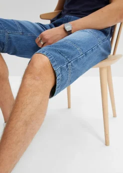 Homme bonprix Shorts|Jeans|Bermuda long et léger en jean taille extensible, loose