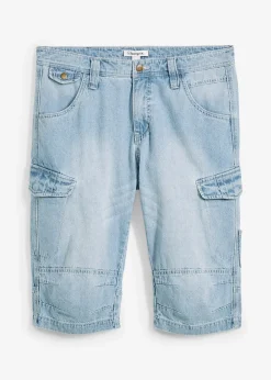 Homme bonprix Shorts|Jeans|Bermuda long poches cargo en denim léger, coupe loose