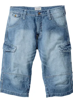bonprix Bermuda long poches cargo en denim léger, coupe loose|Homme Shorts|Jeans